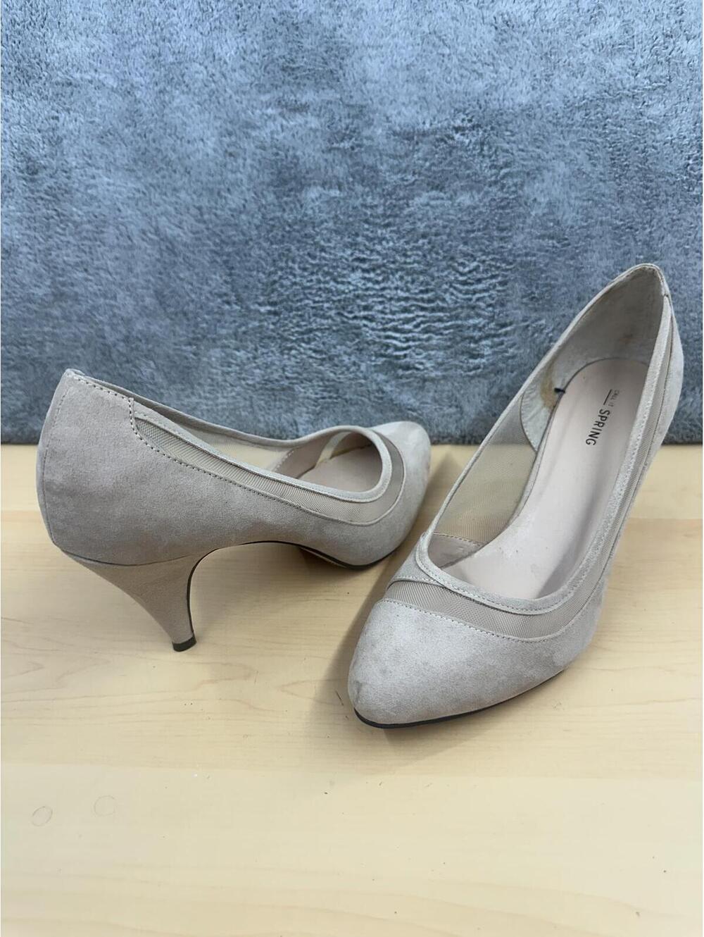 Spring Beige Kitten Heel Pumps Classic Elegant Pointed Toe